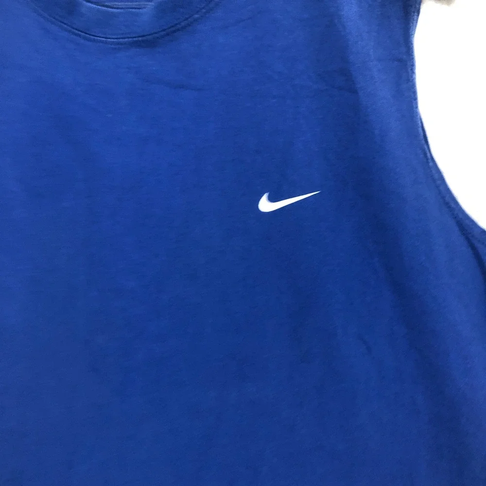 Nike Swim Mens Blue Sleeveless Graphic T-Shirt Muscle Tee Size Large Swoosh‎